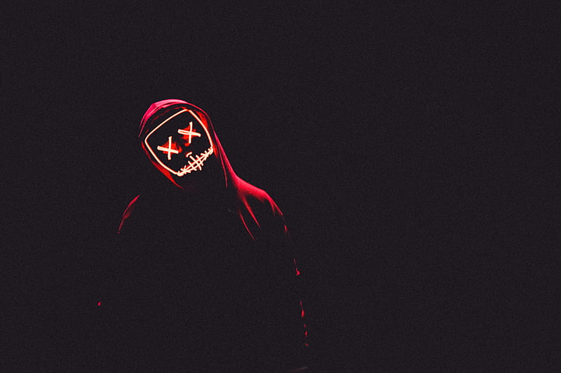 mask, hood, anonymous, dark, man, light, HD wallpaper
