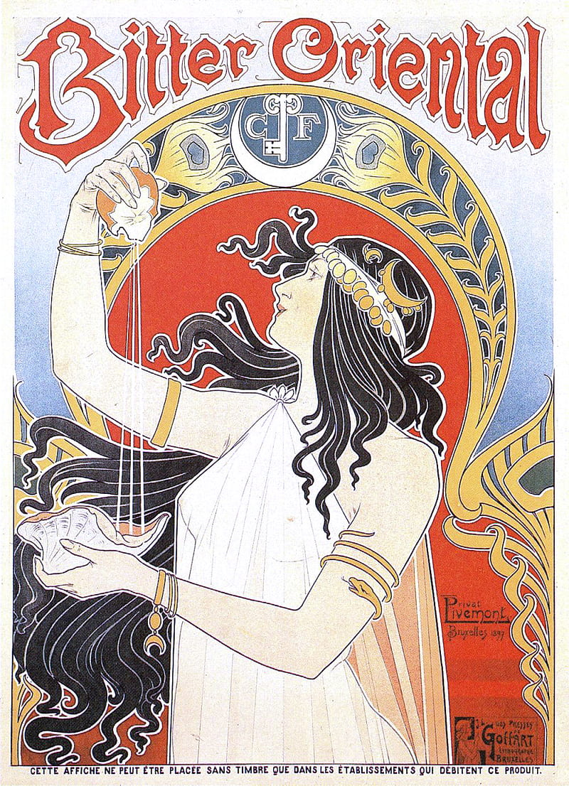 Art Nouveau Poster, art, art nouveau, fine art, henri privat-livemont, oriental, poster art, HD phone wallpaper