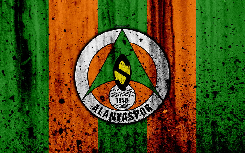 FC Alanyaspor Super Lig, logo, Turkey, soccer, football club, grunge, Alanyaspor, art, stone texture, Alanyaspor FC, HD wallpaper