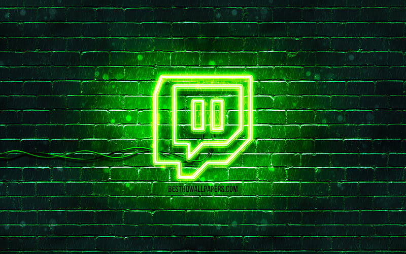 Twitch green logo green brickwall, Twitch logo, social networks, Twitch neon logo, Twitch, HD wallpaper