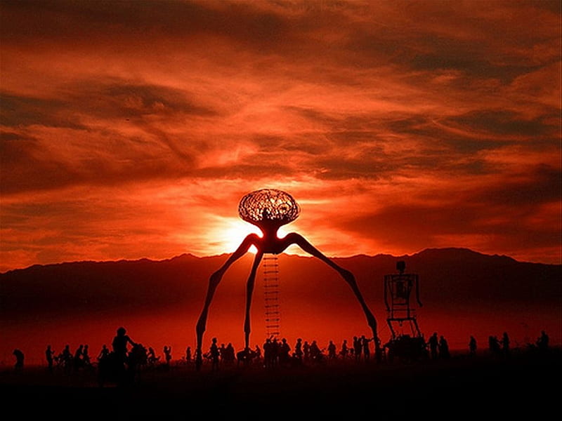 Burning Man, festival, graphy, sunset, abstract, HD wallpaper