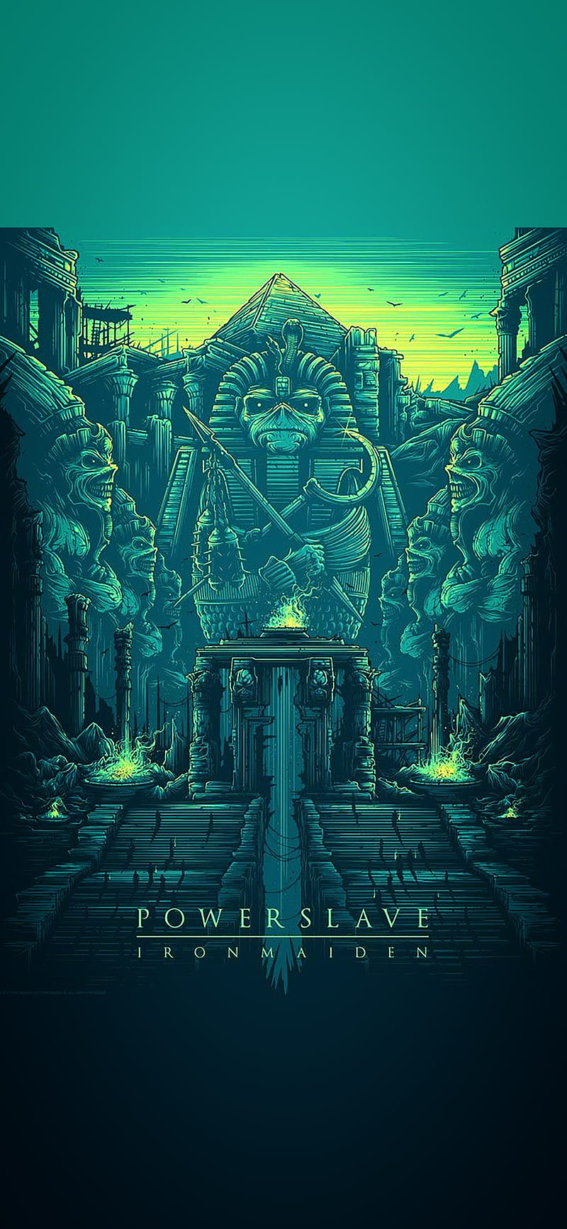 Iron Maiden, cd cover, eddie pharao, mobile background, powerslave, HD phone wallpaper