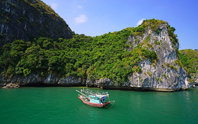 Lan Ha Bay, tropical islands, rocks, Vietnam, tourism, summer travel, HD wallpaper