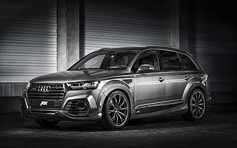 Audi SQ7, ABT, quattro, 2016, Tuning Audi, gray Q7, black wheels, SUV, Audi, HD wallpaper