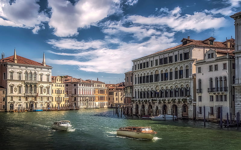 Venice, cityscape, boats, canals, autumn, Italy, HD wallpaper