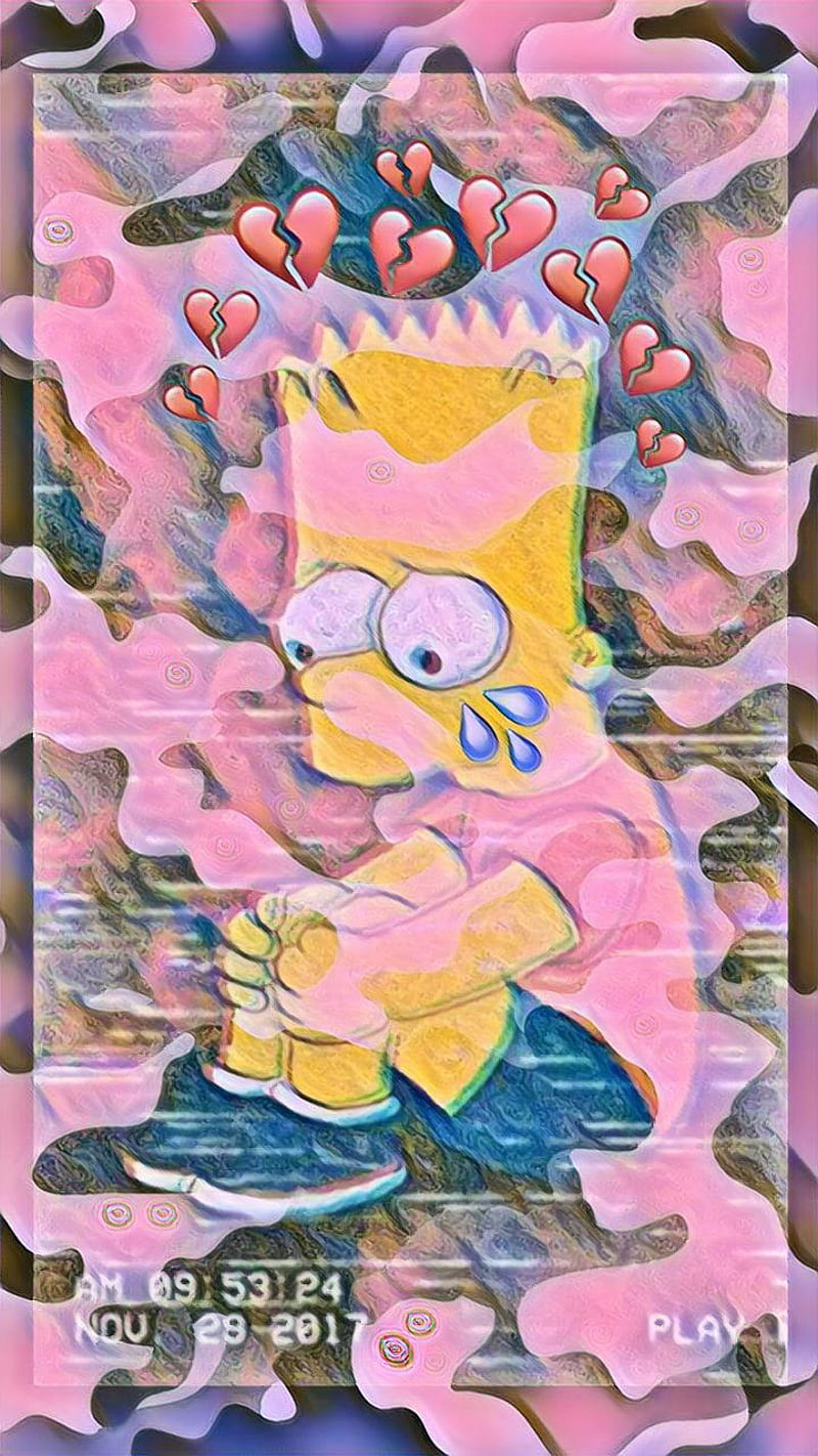 Lisa Simpson, Vaporwave, Crying, Random, Wallpaper, - Bart Simpson