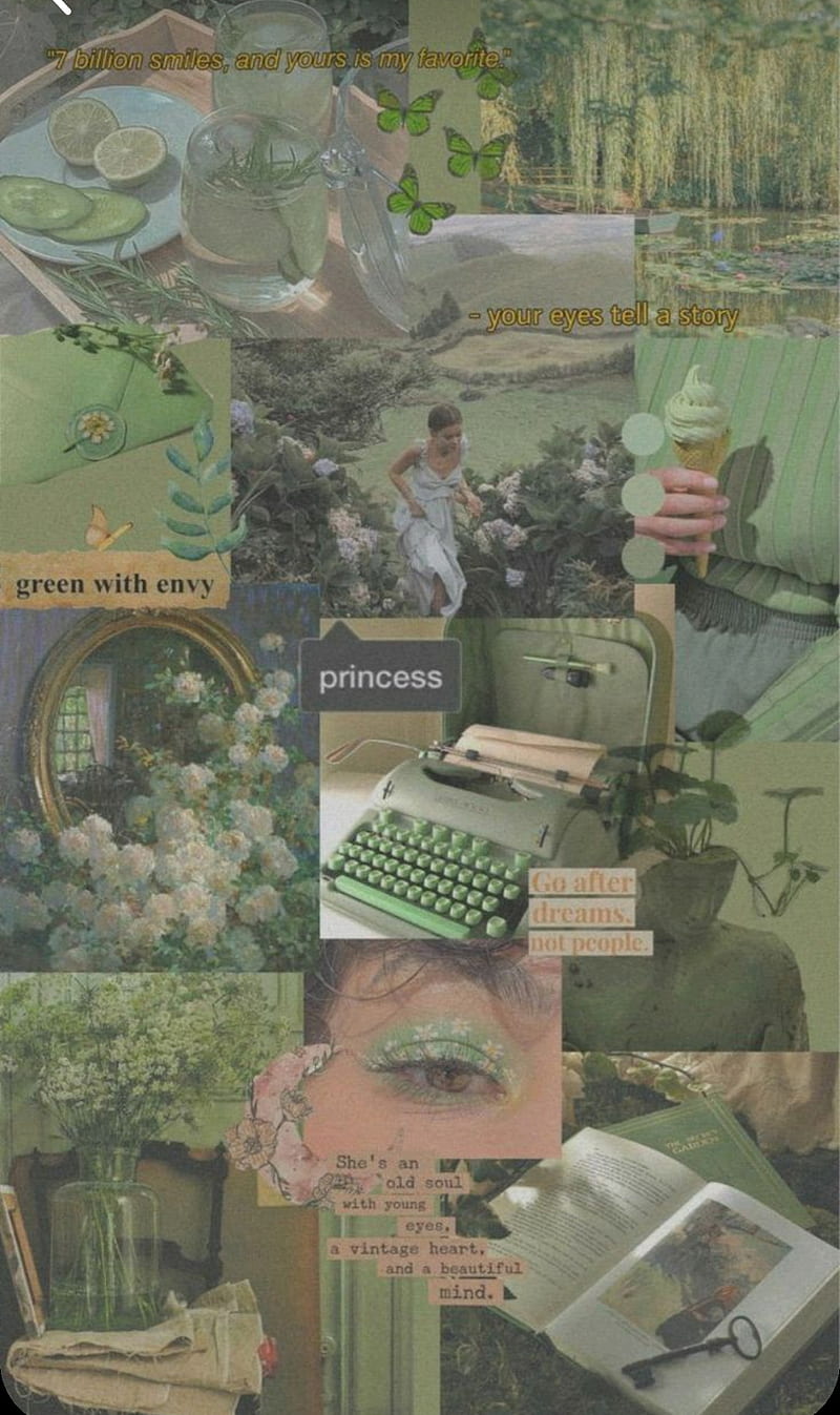 Collage, sage green, HD phone wallpaper