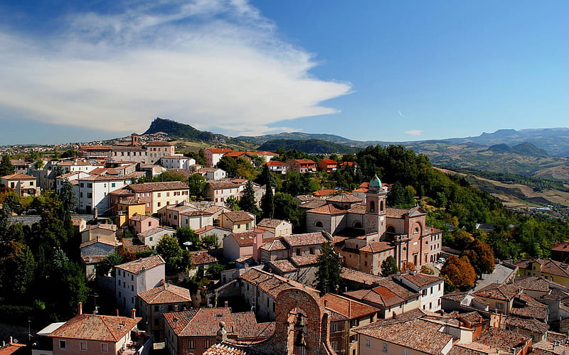 Emilia Romagna, ancient Italian city, summer, cityscape, Italy, HD wallpaper