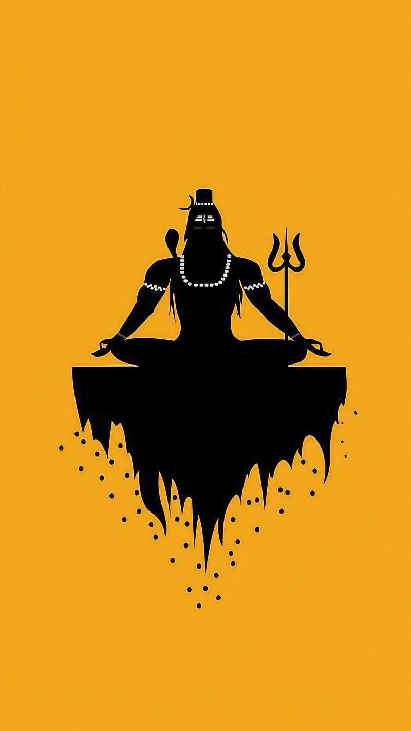 Mahadev Black, Yellow Background, lord, god, mahadev, HD phone wallpaper