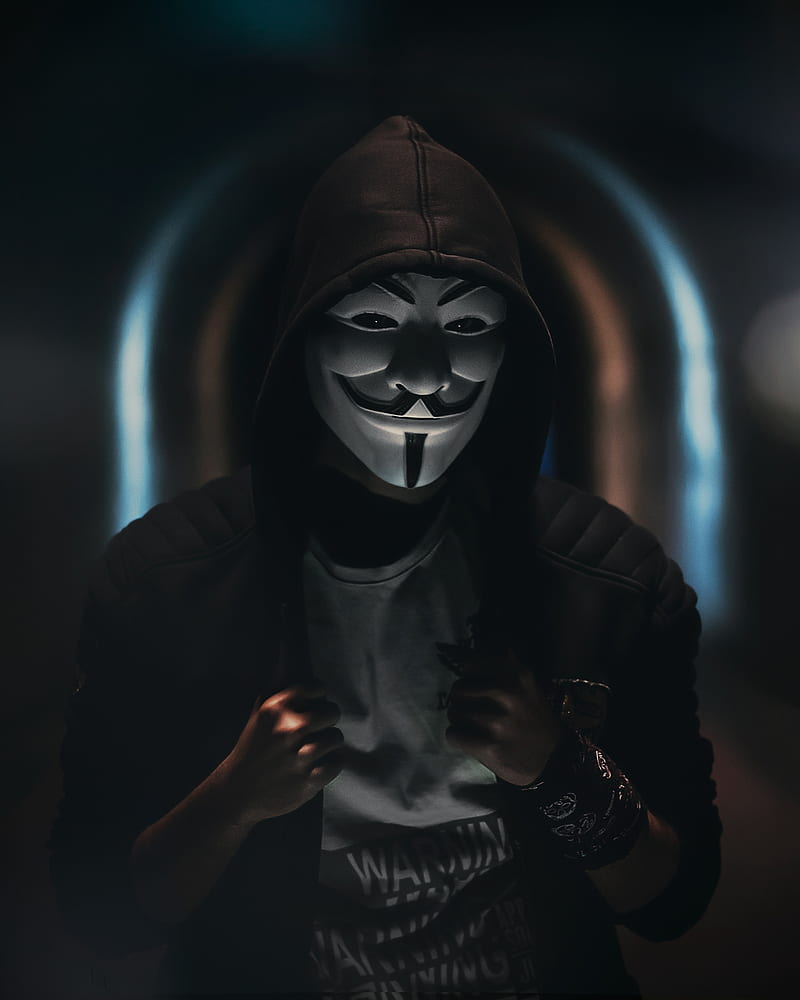 Anonymous Wallpaper 4K, Dark background, Mask, AMOLED