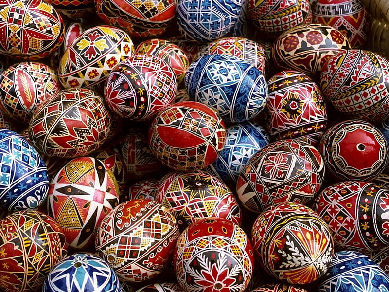 Traditionally easter painted eggs, eggs colours, easter, HD wallpaper