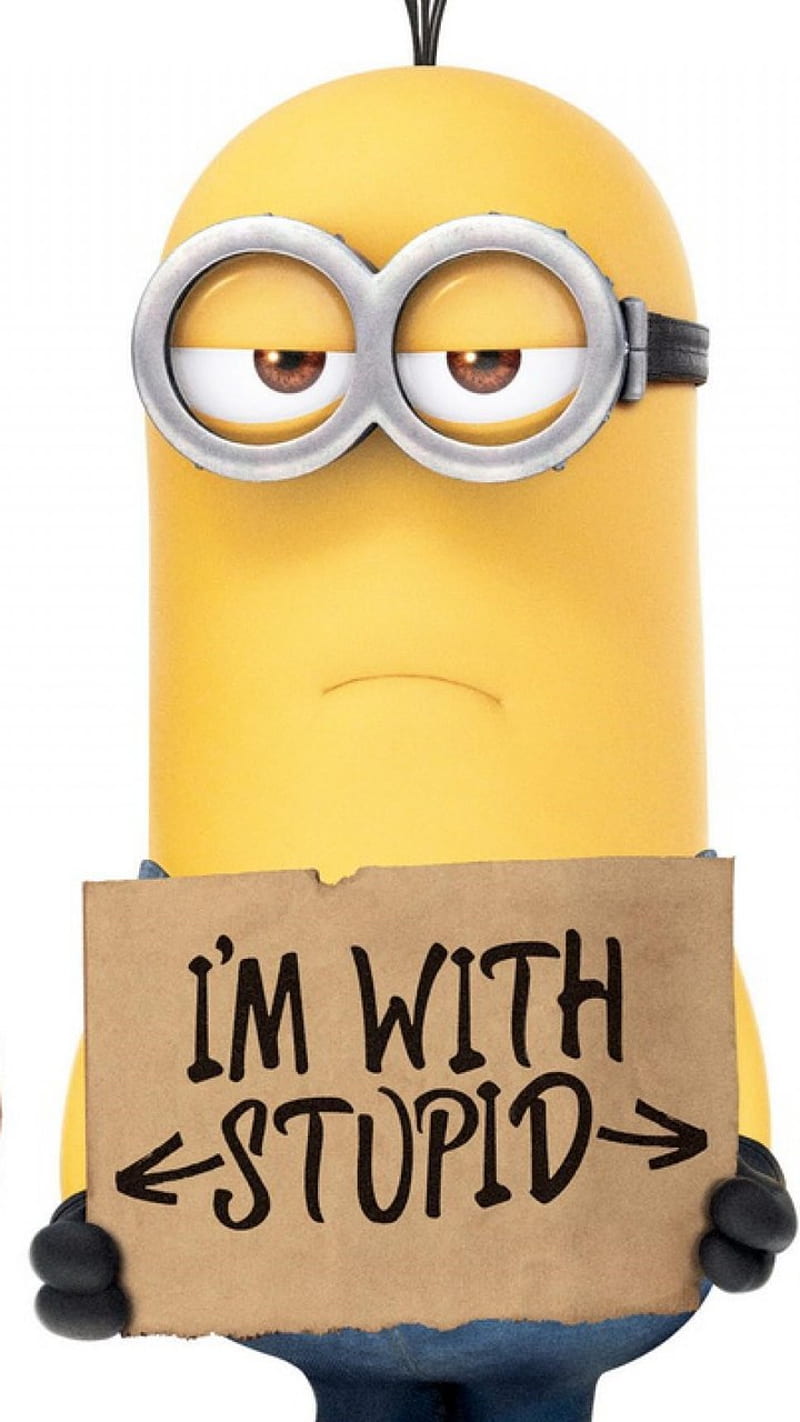 im with stupid, despicable me, funny, kevin, minion, yellow, HD phone wallpaper