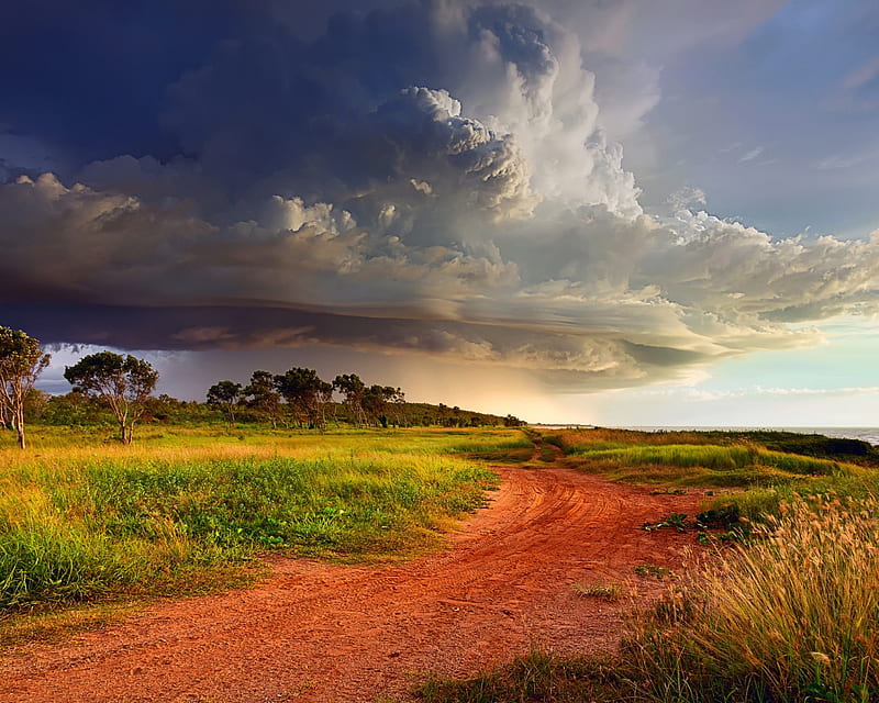 Beautiful Landscape,Australia, shore, ocean, clouds, storm, cyclone, nature, Australia, road, landscape, HD wallpaper