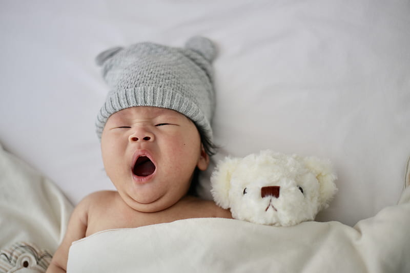 baby's gray knit hat, HD wallpaper