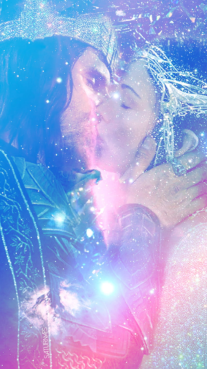 Elves Kiss, blue, flame, lord of the rings, lotr, love, movies, romance, tolkien, HD phone wallpaper
