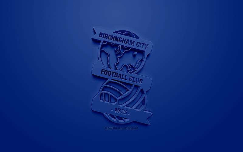 Birmingham City FC, creative 3D logo, blue background, 3d emblem, English football club, EFL Championship, Birmingham, England, United Kingdom, English Football League Championship, 3d art, football, 3d logo, HD wallpaper