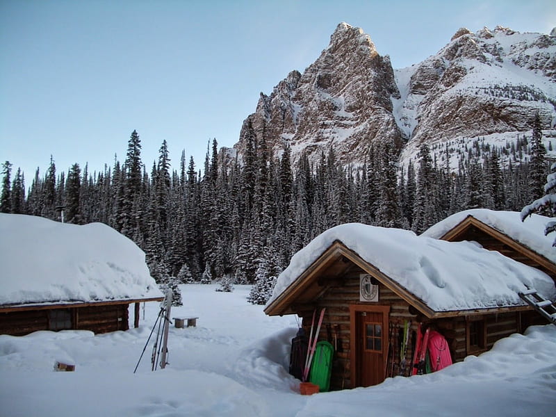 Winter At The Elizabeth Parker Hut, Lake O’Hara, snow, mountains