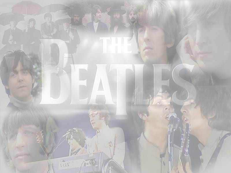 The Beatles, harrison, classic rock, british, collage, starr, mccartney, lennon, HD wallpaper