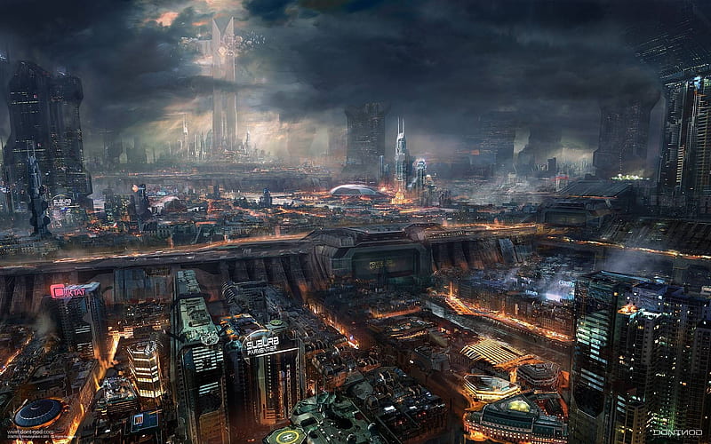 Cyberpunk city wallpaper dark