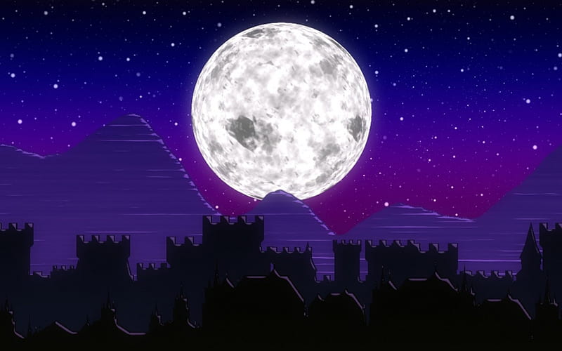 Full moon, purple, halloween, dark, pink, night, vector, HD wallpaper