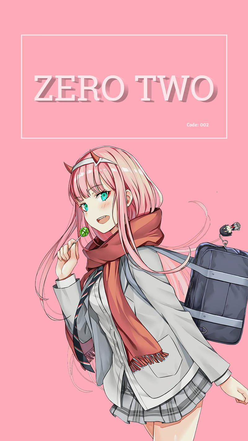 Zero Two , darlinginthefranxx, girl, highschoolgirl, pink, waifu, zerotwo, HD phone wallpaper