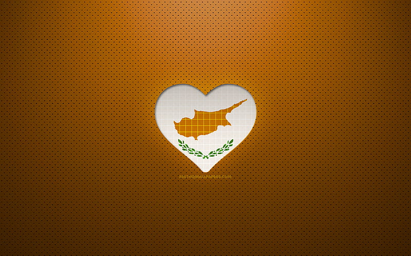 I Love Cyprus Europe, brown dotted background, Cypriot flag heart, Cyprus, favorite countries, Love Cyprus, Cypriot flag, HD wallpaper