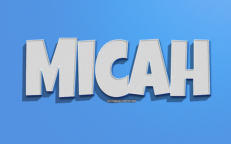 Micah, blue lines background, with names, Micah name, male names, Micah greeting card, line art, with Micah name, HD wallpaper