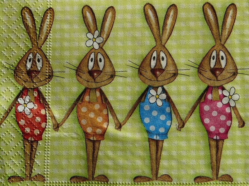 Easter Napkin, Easter, funny, cartoon, bunnies, napkin, HD wallpaper