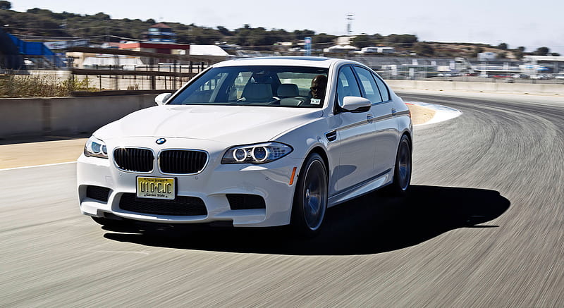 2013 BMW M5 US-Version White at Laguna Seca - Front , car, HD wallpaper