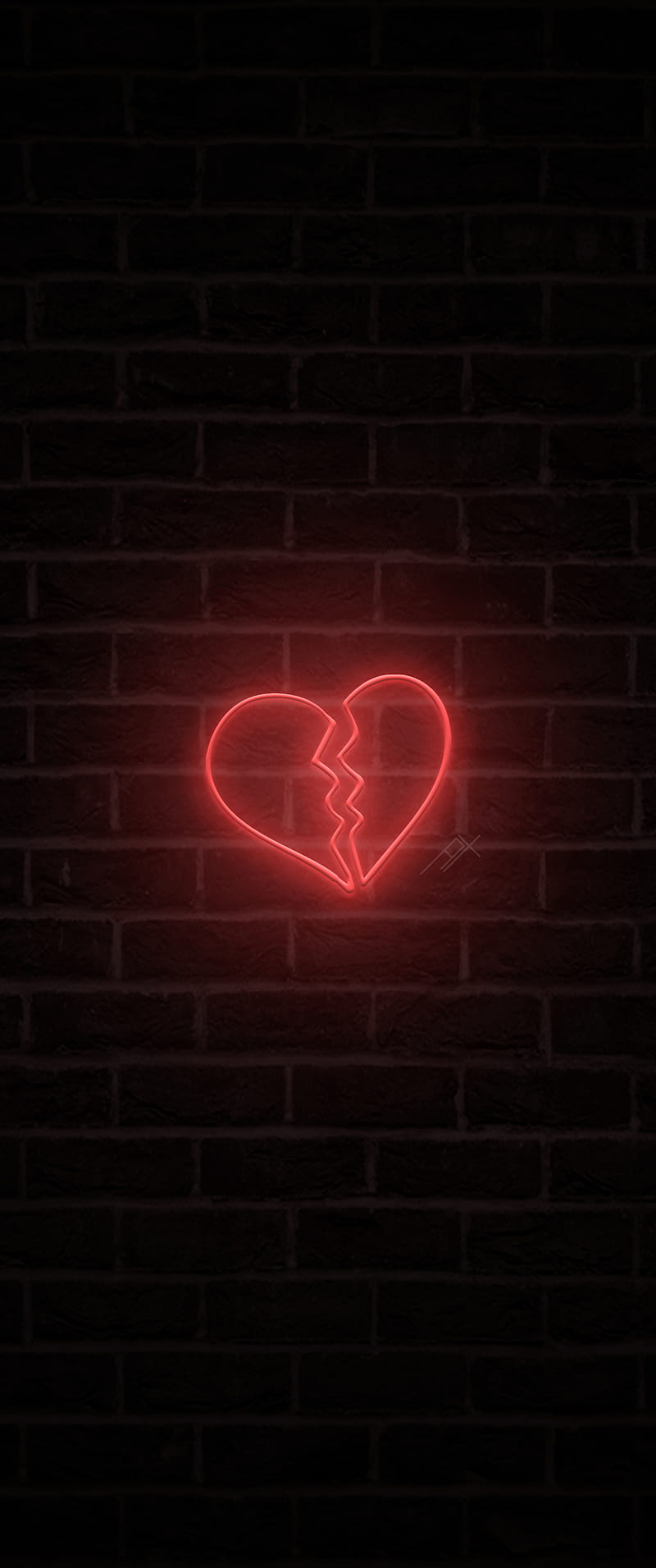 Broken Heart, glow, red, HD phone wallpaper