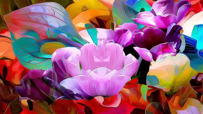Beautiful Flowers, art, flowers, abstract, redering, HD wallpaper