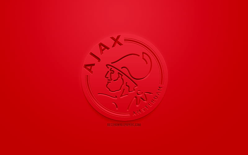 AFC Ajax, creative 3D logo, red background, 3d emblem, Dutch football club, Eredivisie, Amsterdam, Netherlands, 3d art, football, stylish 3d logo, Ajax Amsterdam, HD wallpaper