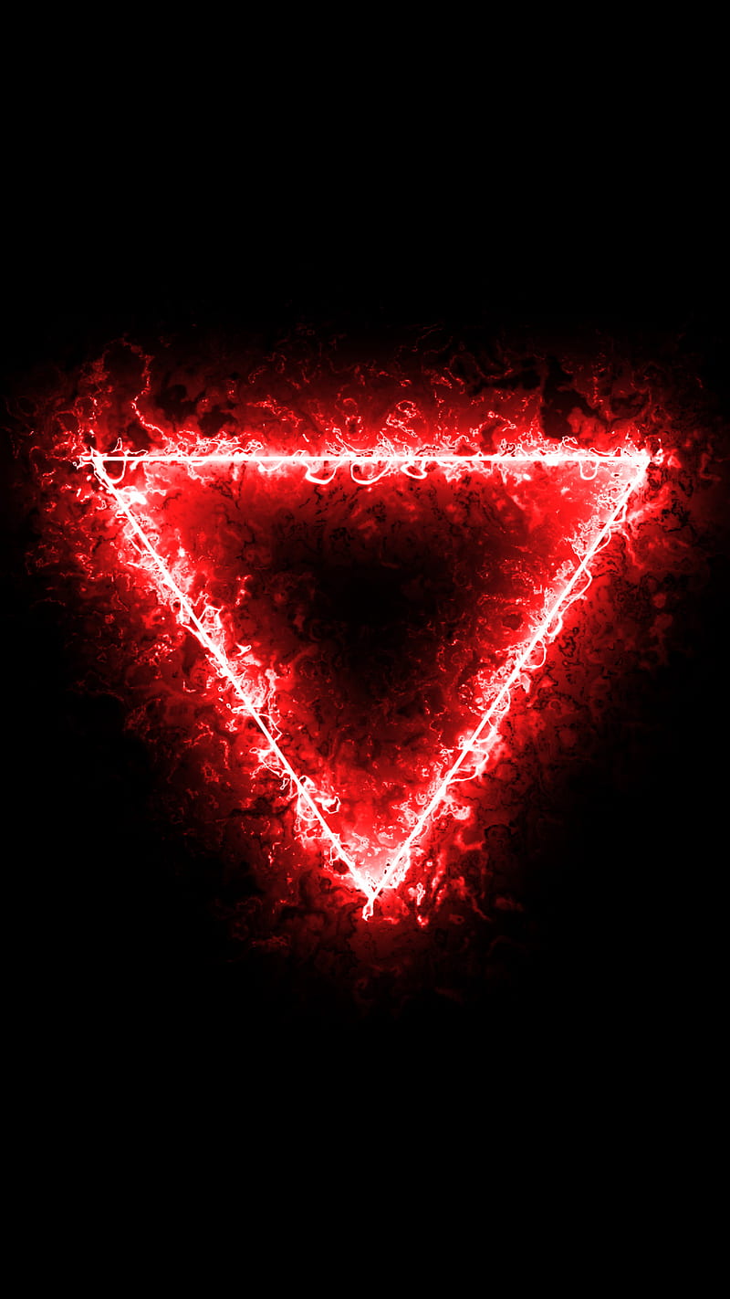 Triangle Red, 0010, Triangle, abstract, burn, fire, geometry, glare, glitch, glow, live, love, particle, red, forma, sharp, HD phone wallpaper