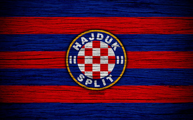 Hajduk Split HNL, art, soccer, football, Croatia, FC Hajduk Split, wooden texture, logo, football club, Hajduk Split FC, HD wallpaper