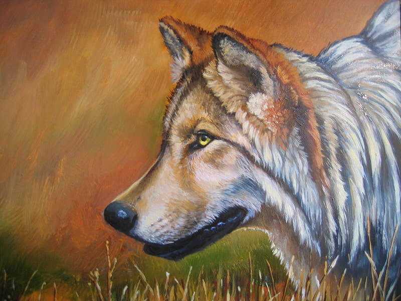 Wolf Painting, paintings, wild wolves, animal artwork, wildlife paintings, wildlife, nature, grey wolves, HD wallpaper