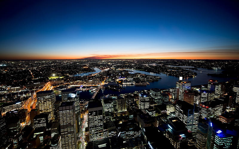 sydney lights nights-City travel landscape, HD wallpaper