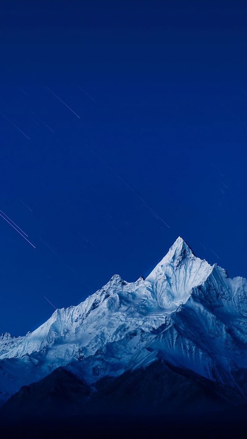 Blue Mountain, White Mountain, Star, shooting stars, HD phone wallpaper