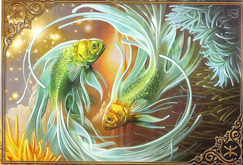 PISCES THE FISH, sign, two, fish, pisces, HD wallpaper