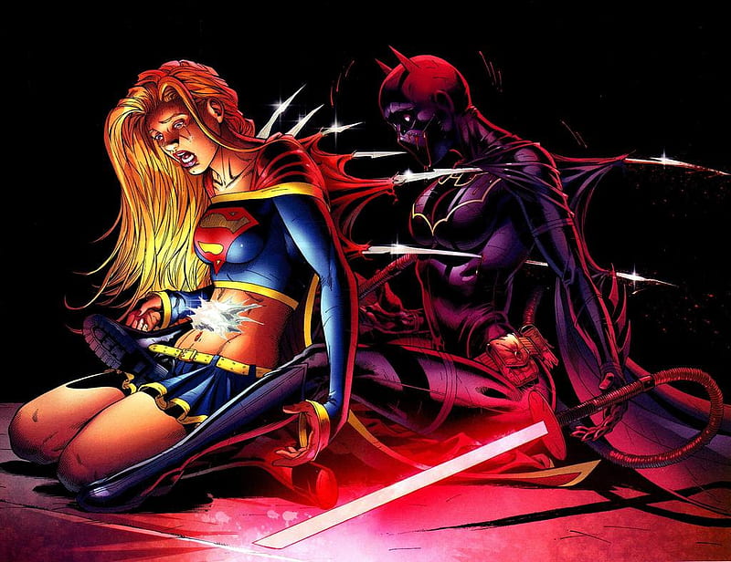 Death Of Super Girl And Bat Girl, bat girl, spikes, super girl, sword, HD wallpaper