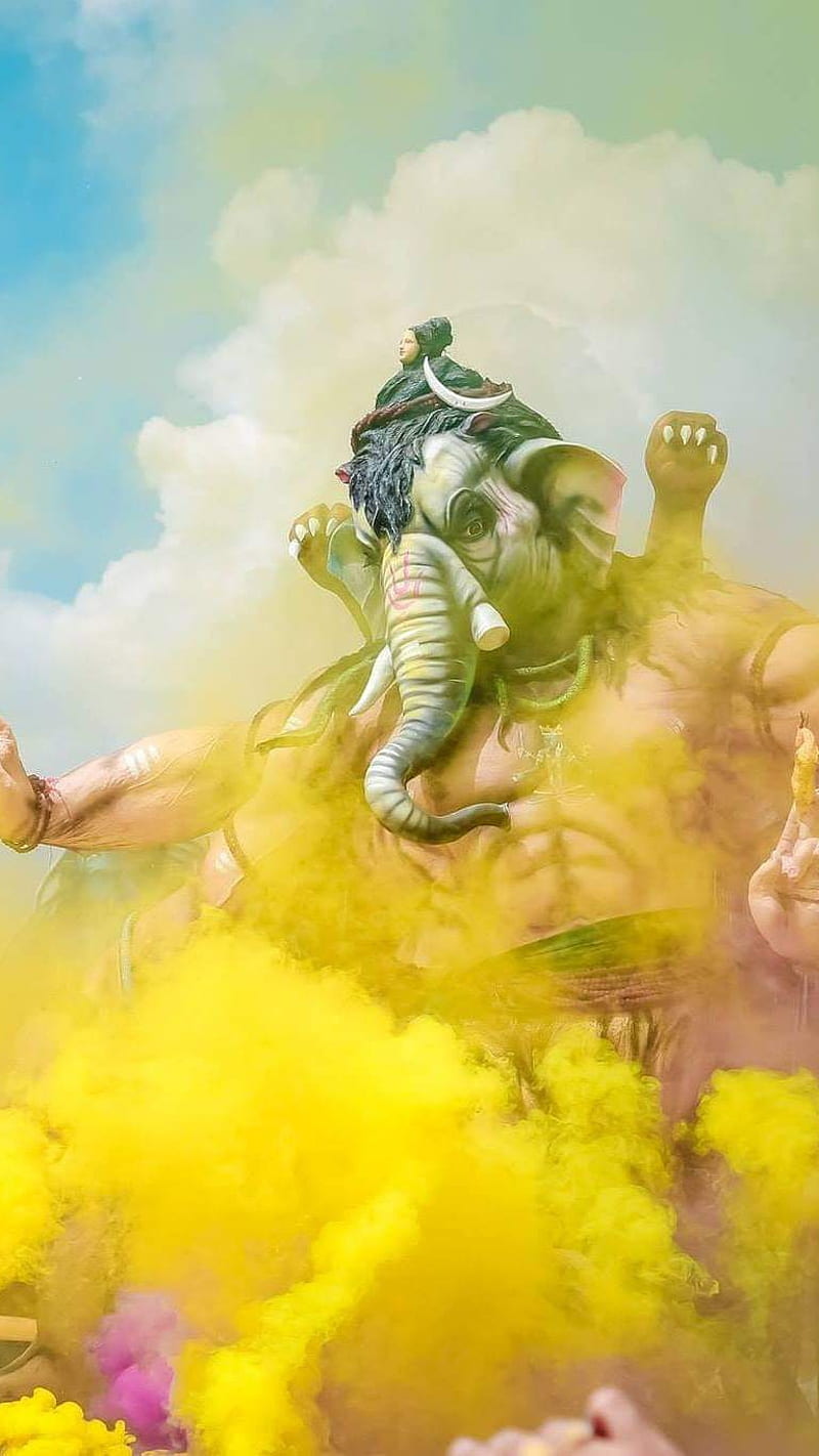 Powerful Ganesha , ganpati, lord ganesha, hindu, bhakti, devotional, god, HD phone wallpaper