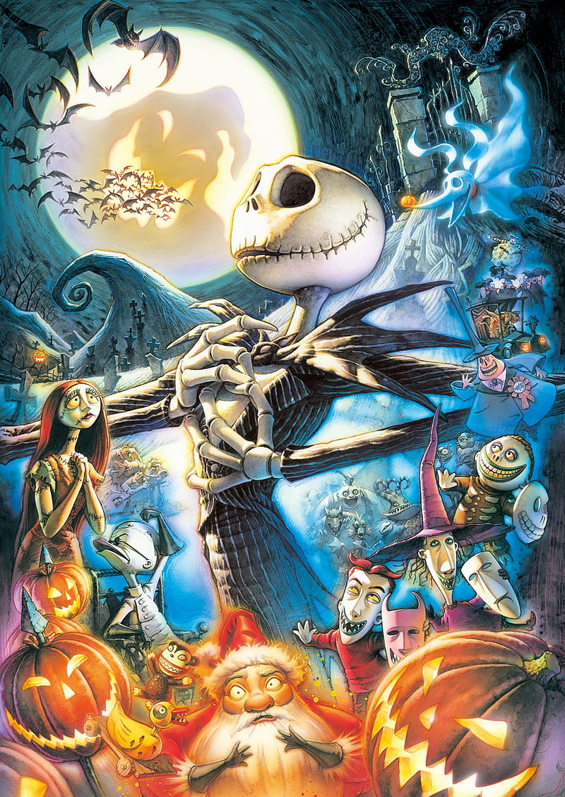 Jack and Town, Boogie, Santa, Sally, The Nightmare Before Christmas, HD phone wallpaper