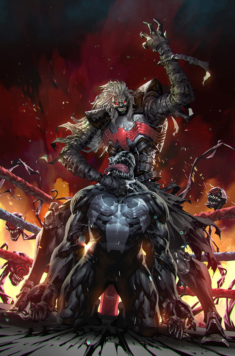 Knull vs Venom, dark, fight, fiht ring, hero, symbiont, symbiotes, HD phone wallpaper