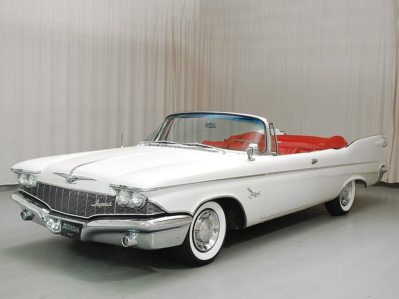 1960 Gorgeous Chrysler Imperial Crown Convertible, White, White Walls, Fins, Chrome, Grill, Gorgeous, Classic, Beauty, Car, Vintage, Red Interior, Headlights, HD wallpaper