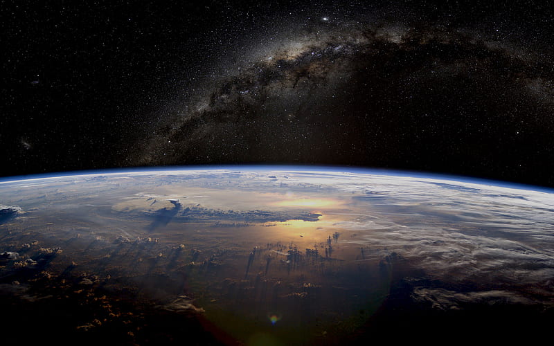 earth vs space, stars, moon, planet, space, dark, sunset, galaxie, earth, HD wallpaper