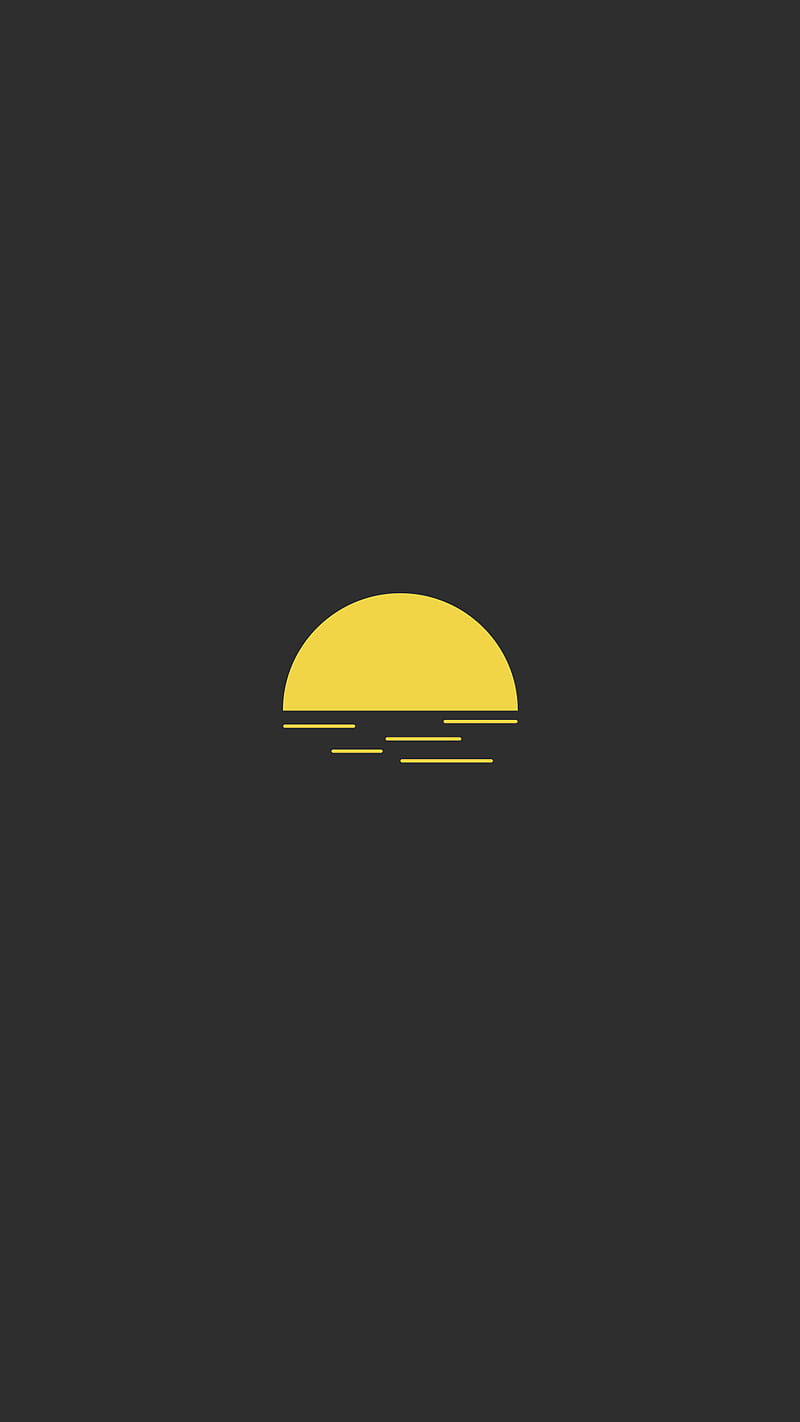 Sun, 2018, black, dark, flat, minimal, minimalist, simple, yellow, HD phone wallpaper