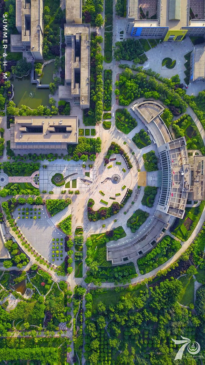The university campus, China, Asia, aerial view, communism, HD phone wallpaper