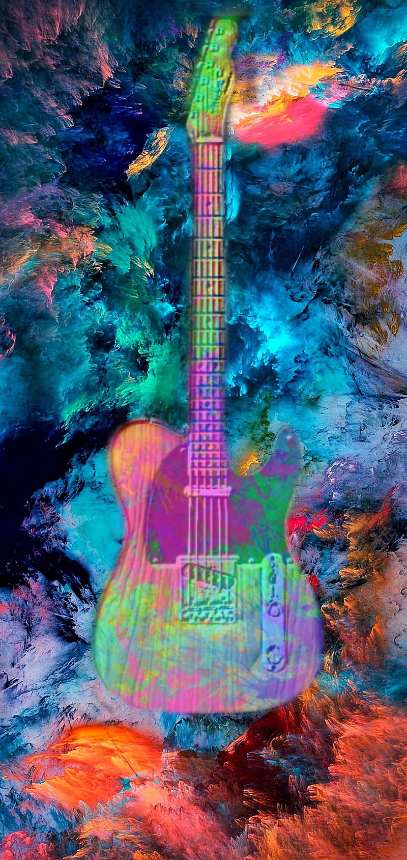 GUITAR ART , color, tropical, HD phone wallpaper
