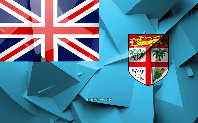 Flag of Fiji, geometric art, Oceanian countries, Fiji flag, creative, Fiji, Oceania, Fiji 3D flag, national symbols, HD wallpaper