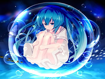 HD desktop wallpaper: Anime, Girl, Underwater, Bubble download free picture  #993035