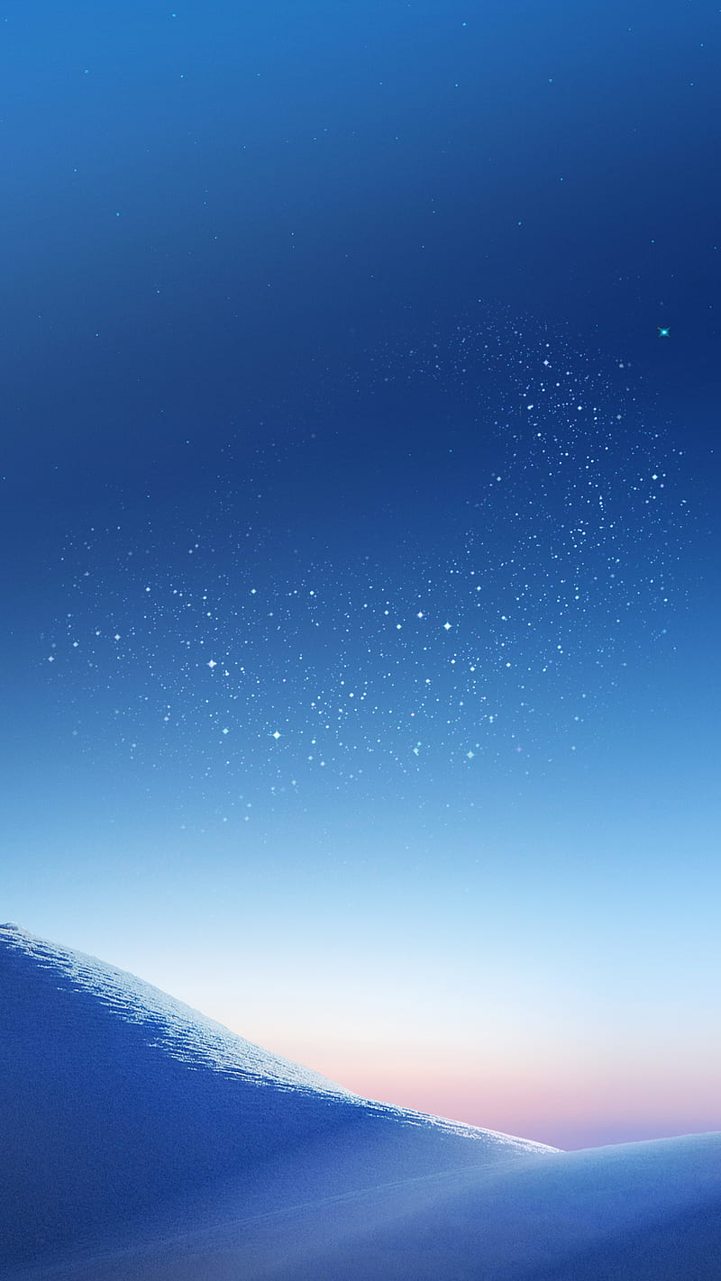 Galaxy s8, blue, desert, night, s8plus, sand, stars, stock wall, HD phone wallpaper